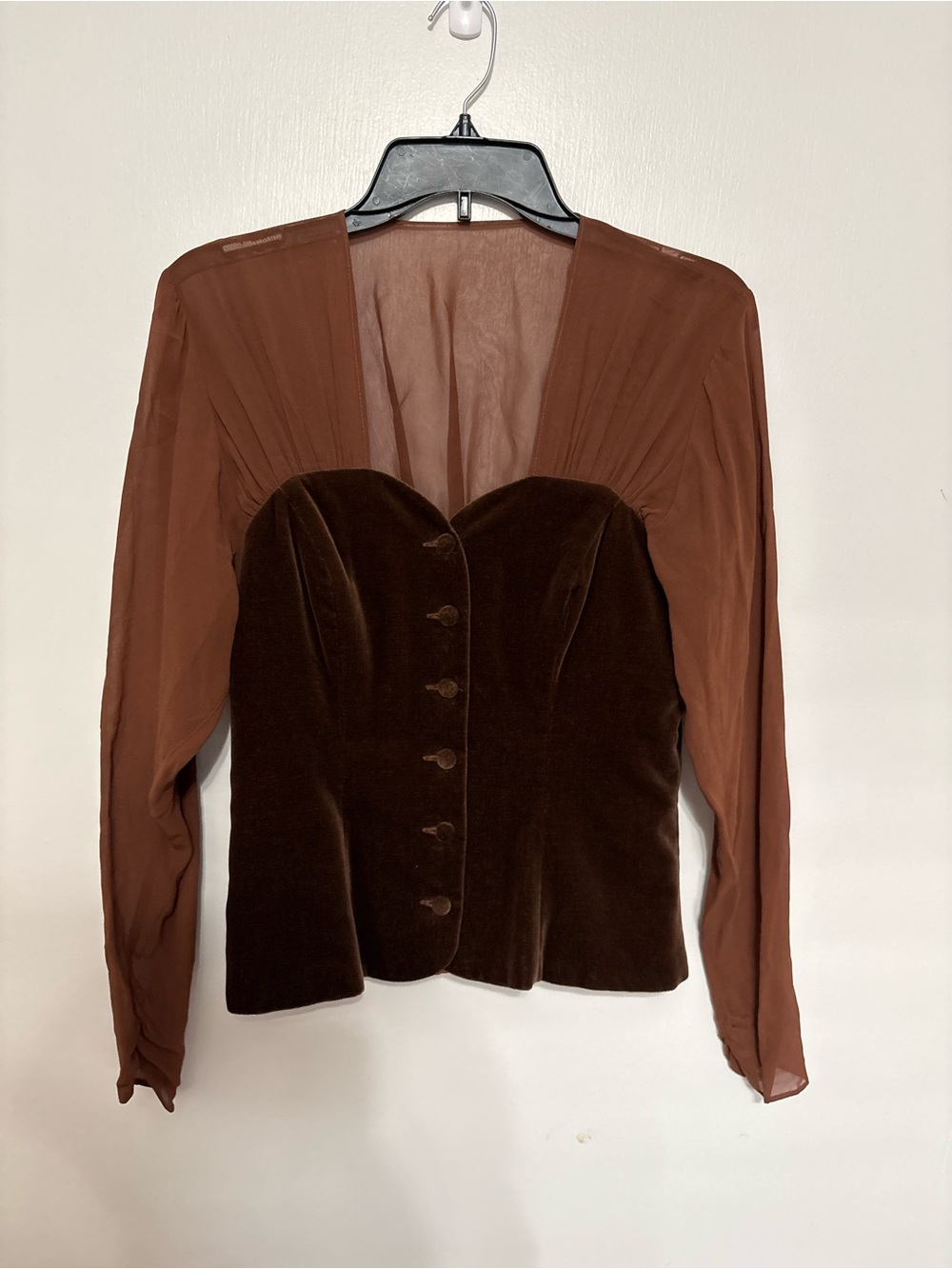 Laura Ashley 
Velvet Corset Blouse Made In Great Britain size 10 /vintage 1980s